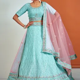 ODETTE Embroidered Thread Work Semi-Stitched Lehenga & Blouse With Dupatta-picture-38