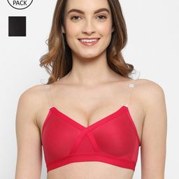 Floret Pack Of 2 Magenta & Black Minimizer Bra-image-80