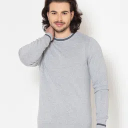 Allen Cooper Men Grey Pure Cotton Pullover-image-20