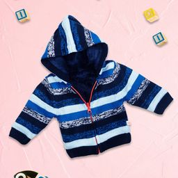 MeeMee Boys Navy Blue & Blue Striped Cardigan-image-25