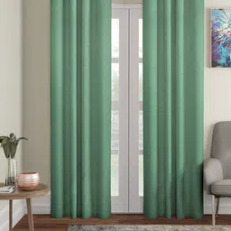 ROMEE Sea Green Set of 2 Satin Room Darkening Door Curtain-image-75