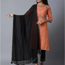 W Black Solid Dupatta with Sequinned-picture-9