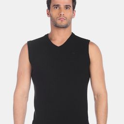 Arrow Sport Men Black Sweater Vest-image-106