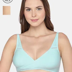 Inner Sense Beige Set of 2 Solid Non-Wired Non Padded Maternity Sustainable Bras IMB007C_7F-13