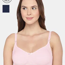 Inner Sense Pack of 2 Navy Blue & Pink Solid Antimicrobial Maternity Sustainable Bra IMB005B_5E-12