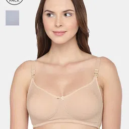 Inner Sense Pack Of 2 Grey Solid Non-Wired Non Padded Maternity Sustainable Bra IMB005B_5D-55