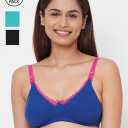 Inner Sense Black & Blue Solid Non-Wired Non Padded Set of 3 Maternity Sustainable Bra-picture-34