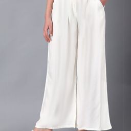 W Women White Flared Palazzos-image-18