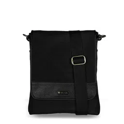 ARCADIO Unisex Black Leather Messenger Bag-image-19
