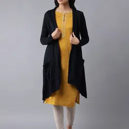 W Women Blue Longline Sweater-image-38