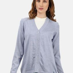 Monte Carlo Women Blue Solid Long Sleeves Cardigan Sweater-image-97