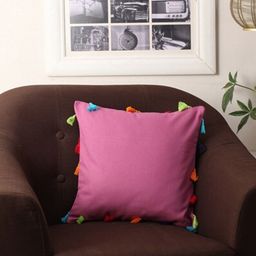 Lushomes Pink Single Square Cushion Covers with Tassels-image-40