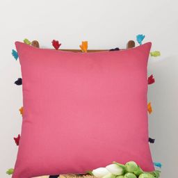 Lushomes Pink Pure Cotton Square Cushion Covers With Tassels-19