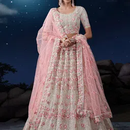 Fusionic Embroidered Sequinned Semi-Stitched Lehenga & Unstitched Blouse With Dupatta-picture-19