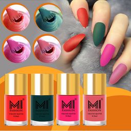 MI FASHION Set Of 4 Velvet Matte Long Lasting Nail Polish- 9.9 ml Each-image-42