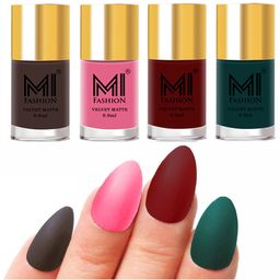 MI FASHION Set Of 4 Velvet Matte Long Lasting Nail Polish - 9.9ml Each-image-57