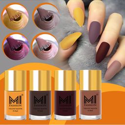 MI FASHION Set Of 4 Velvet Matte Long Lasting Nail Polish - 9.9ml Each-image-54
