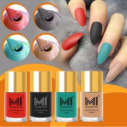 MI FASHION Set Of 4 Velvet Matte Long Lasting Nail Polish- 9.9 ml Each-image-44