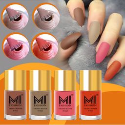 MI FASHION Set Of 4 Velvet Matte Long Lasting Nail Polish - 9.9ml Each-image-72