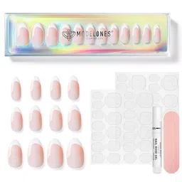 Modelones 24Pcs Short Almond Press On Nail Kit - French Lady-image-49