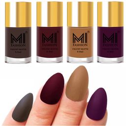 MI FASHION Set Of 4 Velvet Matte Long Lasting Nail Polish- 9.9 ml Each-35