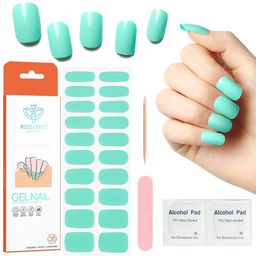 Modelones 20-Pcs Semi-Cured Gel Nail Strips - Mint Blue-21