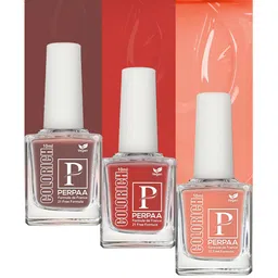 PERPAA Colorich 3Pcs French Formula Nail Polish - Bold Red-Coco Brown-Peach-52