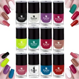 FORFOR Set of 12 Perfect Stay Fast Dry Glossy Gel Effect Nail Polish 5 ml each - Combo 3-48
