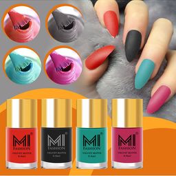 MI FASHION Set Of 4 Velvet Matte Long Lasting Nail Polish- 9.9 ml Each-image-52