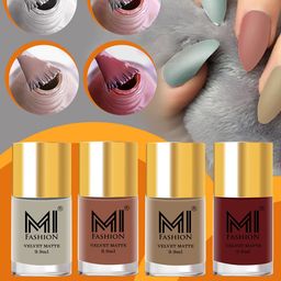 MI FASHION Set of 4 Velvet Matte Long Lasting Nail Polish - 9.9 ml Each-43