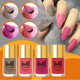 MI FASHION Set Of 4 Velvet Matte Long Lasting Nail Polish- 9.9 ml Each-13