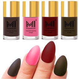 MI FASHION Set Of 4 Velvet Matte Long Lasting Nail Polish - 9.9ml Each-image-49