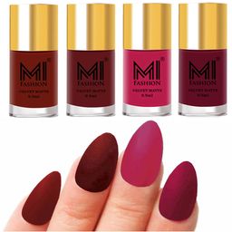 MI FASHION Set Of 4 Velvet Matte Long Lasting Nail Polish - 9.9ml Each-image-91