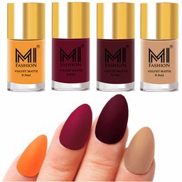 MI FASHION Set Of 4 Velvet Matte Long Lasting Nail Polish - 9.9ml Each-image-44