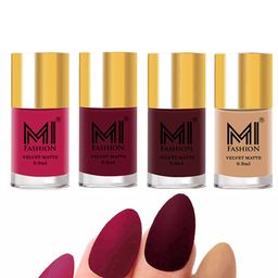 MI FASHION Set Of 4 Velvet Matte Long Lasting Nail Polish- 9.9 ml Each-image-91