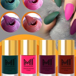 MI FASHION Set of 4 Velvet Matte Long Lasting Vegan Nail Polish - 9.9 ml each-image-84