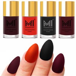 MI FASHION Set Of 4 Velvet Matte Long Lasting Nail Polish - 9.9ml Each-image-63