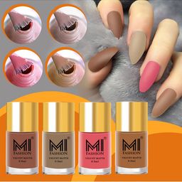 MI FASHION Set of 4 Velvet Matte Nail Polish 9.9 ml Each - Nude 45 - Skin Nude 44 - Peach 43 - Nude 27-2