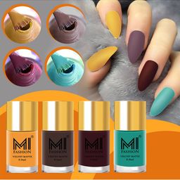 MI FASHION Set Of 4 Velvet Matte Long Lasting Nail Polish- 9.9 ml Each-image-47