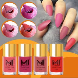 MI FASHION Set Of 4 Velvet Matte Long Lasting Nail Polish - 9.9ml Each-image-56