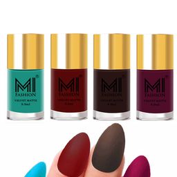 MI FASHION Set Of 4 Velvet Matte Long Lasting Nail Polish- 9.9 ml Each-image-100