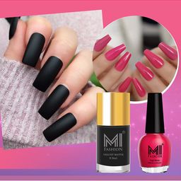 MI FASHION Set of 2 Long-Lasting Nail Polish - Velvet Matte 9.9ml + High Shine 15ml-13