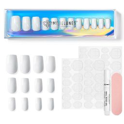 Modelones 24Pcs Fake Medium Square Press On Nails Kit - Miss Code-19