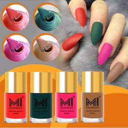 MI FASHION Set Of 4 Velvet Matte Long Lasting Nail Polish- 9.9 ml Each-image-64