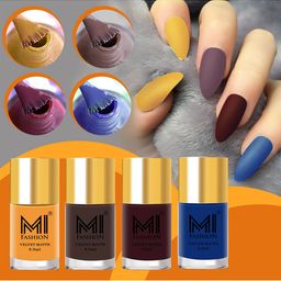 MI FASHION Set Of 4 Velvet Matte Long Lasting Nail Polish - 9.9ml Each-image-58