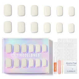 Modelones 24Pcs Short Almond Press On Nail Kit - Morning Dew-image-59