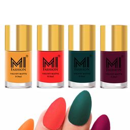 MI FASHION Set Of 4 Velvet Matte Long Lasting Nail Polish- 9.9 ml Each-image-92