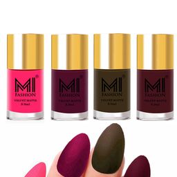 MI FASHION Set Of 4 Velvet Matte Long Lasting Nail Polish- 9.9 ml Each-image-95
