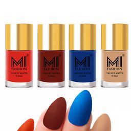 MI FASHION Set Of 4 Velvet Matte Long Lasting Nail Polish- 9.9 ml Each-image-97