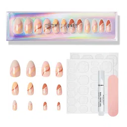 Modelones 24Pcs Short Almond Press On Nail Kit - A Boo-35